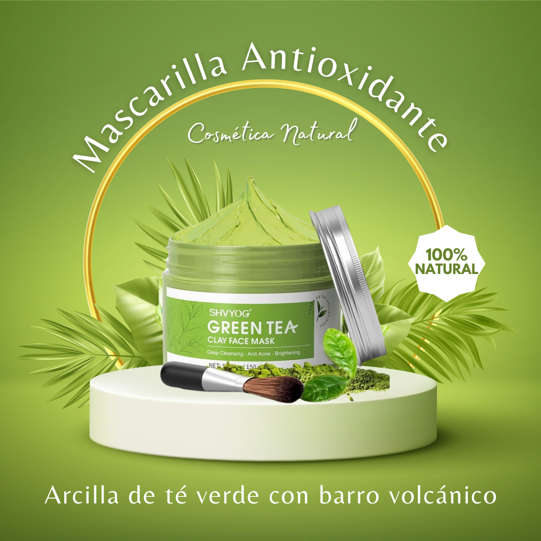 MASCARILLA ANTIOXIDANTE DE ARCILLA DE TÉ VERDE CON BARRO VOLCÁNICO