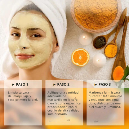 MASCARILLA FACIAL DE ARCILLA CON CÚRCUMA, VITAMINA C Y D